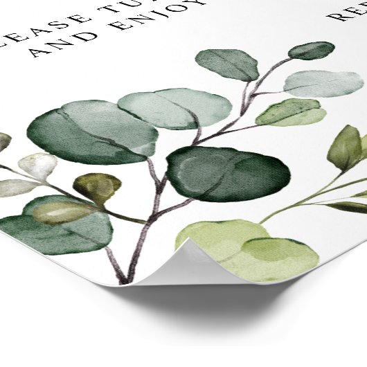 緑素朴草の詰ま結婚っていない式のサイン ポスター (角)