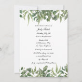 緑素朴葉の緑の葉のブライダルシャワー 招待状 (正面)