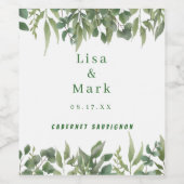 緑素朴葉の葉結婚の ワインラベル (シングルラベル)