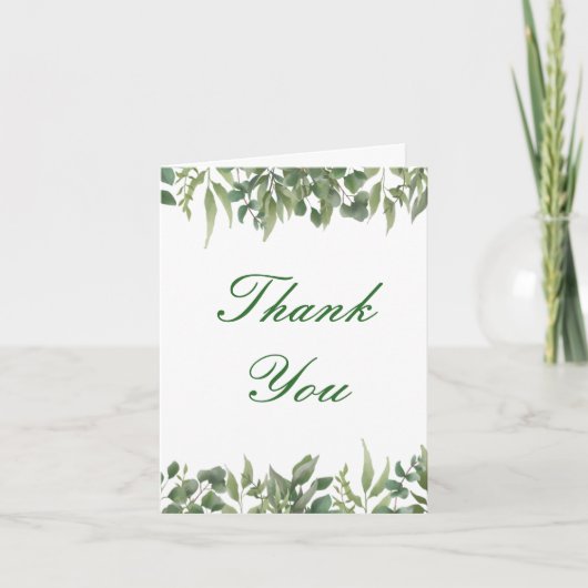 緑素朴葉の葉 サンキューカード (正面)