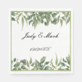 緑素朴葉の葉 スタンダードランチョンナプキン (正面)