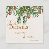 緑素朴葉の赤い果実のクリスマス結婚の エンクロージャーカード (正面)