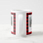 緑素朴赤の格子模様モノグラム2写真クリスマス ジャンボコーヒーマグカップ (裏面)