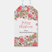 緑素朴赤フローラリースメリークリスマス ギフトタグ (正面)