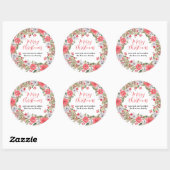 緑素朴赤フローラリースメリークリスマス ラウンドシール (シート)