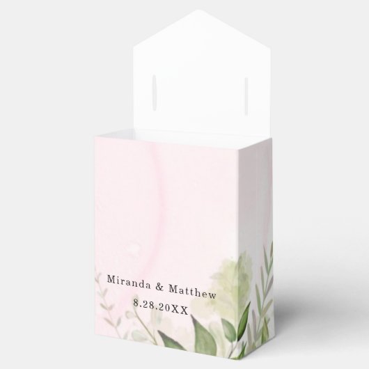 緑素朴赤面ピンクエアリー結婚式の引き出物ボックス フェイバーボックス (オープン)