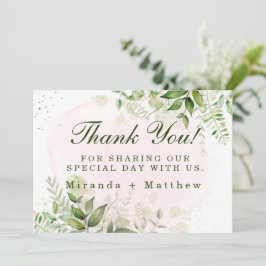 緑素朴赤面ピンク結婚ズサンキューカード 招待状