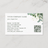 緑素朴金ゴールドユーカリQRコード 名刺 (裏面)