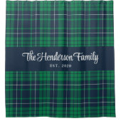 緑素朴青のプレイドファミリ名 シャワーカーテン (正面)