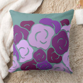 緑紫のスタイリッシュな花が咲く クッション (ブランケット)