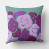 緑紫のスタイリッシュな花が咲く クッション (裏面)
