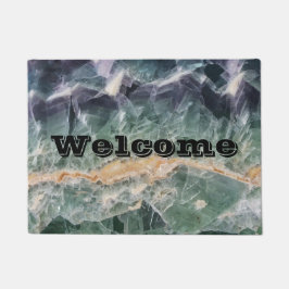 緑紫ユニーク蛍石ミネラルフォトジェム ドアマット