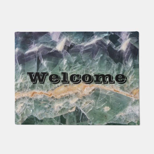 緑紫ユニーク蛍石ミネラルフォトジェム ドアマット (正面)