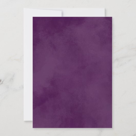 緑紫色の花 |ロマンチックなブライダルシャワー 招待状 (裏面)