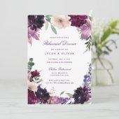 緑紫色の花 ロマンチックなリハーサルのディナー 招待状 (スタンド正面)