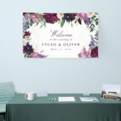 緑紫色の花 |ロマンチック結婚な歓迎 横断幕 (トレードショー)