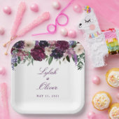 緑紫色の花 |ロマン結婚ティック ペーパープレート (パーティー)