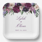 緑紫色の花 |ロマン結婚ティック ペーパープレート (正面)