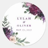緑紫色の花 |ロマン結婚ティック ラウンドシール (正面)