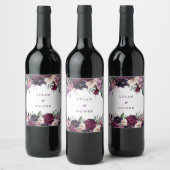 緑紫色の花 |ロマン結婚ティック ワインラベル (ボトル)