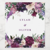 緑紫色の花 |ロマン結婚ティック ワインラベル (シングルラベル)