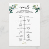 緑結婚のアイコンの旅程の歓迎レター プログラム (裏面)