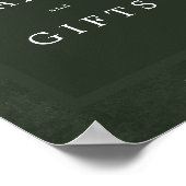 緑結婚のシンプルエレガントのカードとギフトのサイン ポスター (角)