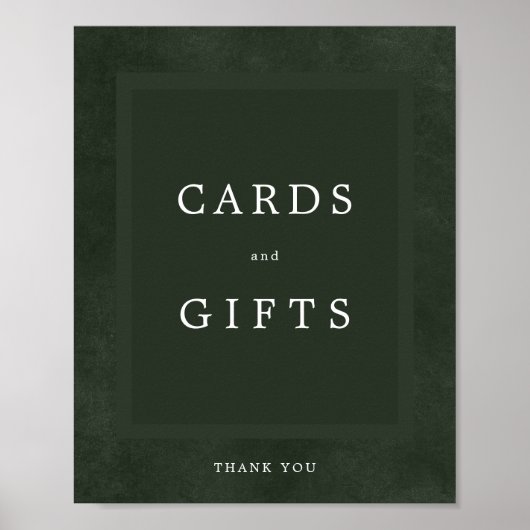 緑結婚のシンプルエレガントのカードとギフトのサイン ポスター (正面)