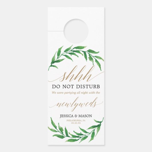 緑結婚のドアハンガー – 邪魔しない ドアノブサイン (正面)