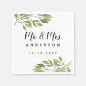 緑結婚のナプキンの葉春の結婚式夏 スタンダードカクテルナプキン (正面)