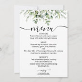 緑結婚のメニュー水の色ユーカリプタスカード 招待状 (正面)