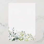 緑結婚のユーカリの水色 箔招待状 (裏面)