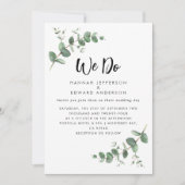 緑結婚のユーカリ植物学モダン 招待状 (正面)
