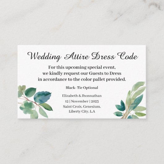 緑結婚の儀式服装規定 エンクロージャーカード (正面)