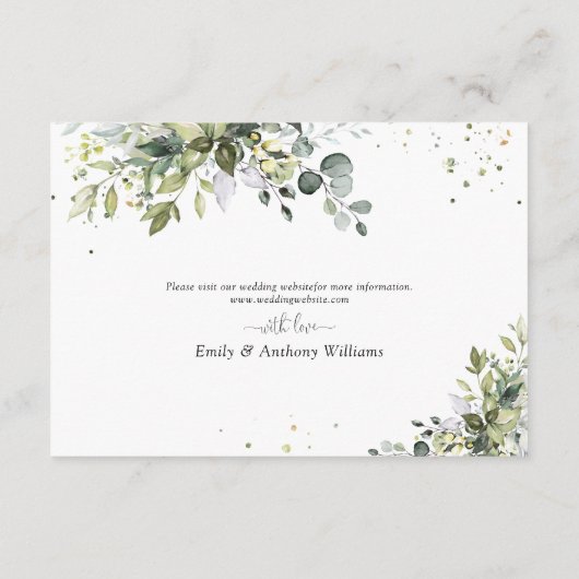 緑結婚の囲いカード エンクロージャーカード (裏面)