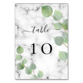 緑結婚の大理石のユーカリエレガント テーブルナンバー (裏面)
