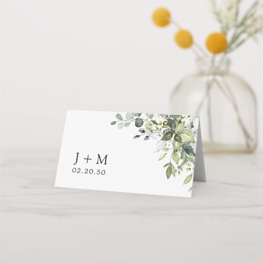 緑結婚の折り畳み座席表 プレイスカード (裏面)