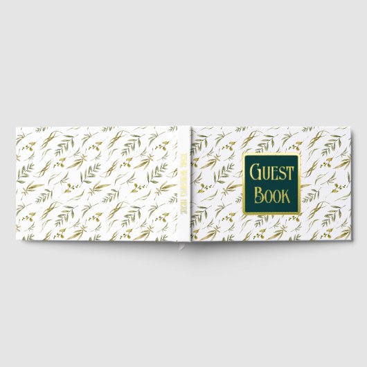 緑結婚の植物葉実在型箔 ゲストブック (全面)