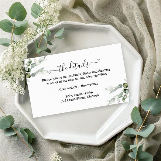 緑結婚の詳細 エンクロージャーカード