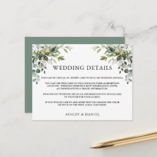 緑結婚の詳細Sage Green Insert Card ポストカード