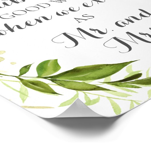 緑結婚の願いの泡のサイン素朴。 ポスター (角)