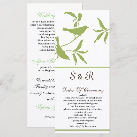緑結婚式 プログラム (正面/裏面)