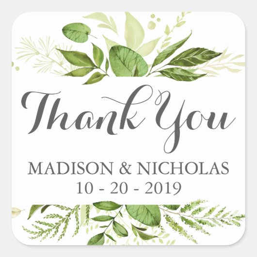 緑結婚色の四角いステッ素朴カー スクエアシール (正面)