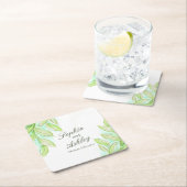 緑結婚色の水葉色のコースタカスタムー スクエアペーパーコースター (インサイチュ)