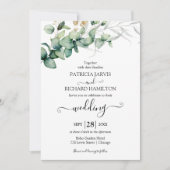 緑結婚色ユーカリ招待状 招待状 (正面)