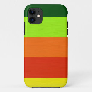 緑絵を描色のライムのオレンジ色のレトロ3 iPhone 11 ケース
