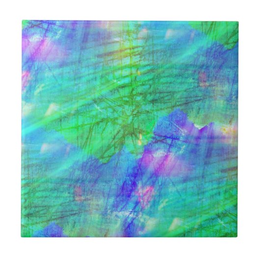緑継ぎ目が無い芸術の背景の水彩画の青 タイル (正面)