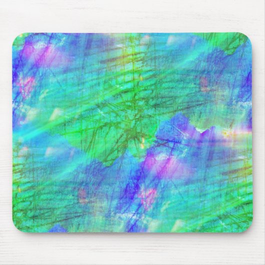 緑継ぎ目が無い芸術の背景の水彩画の青 マウスパッド (正面)
