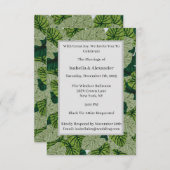 緑緑豊かな熱帯の葉のパタ結婚ーン 招待状 (正面/裏面)