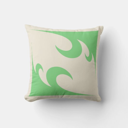 緑縁ど四角枕 – ニュートラルミニマリストAc クッション (正面)